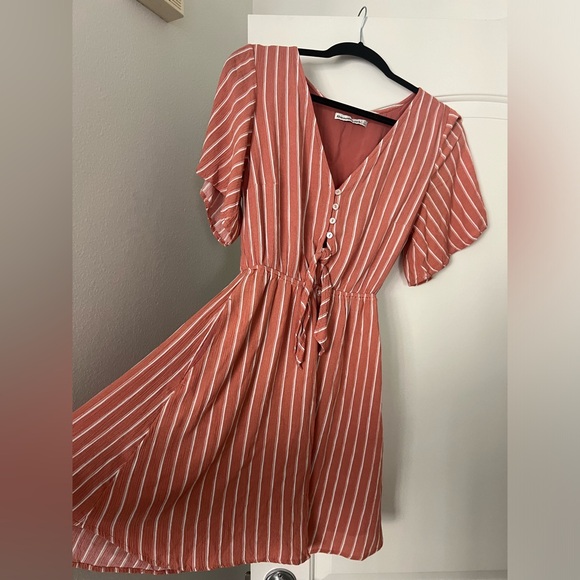 Abercrombie & Fitch button front tie dress size L Tall - Picture 2 of 6